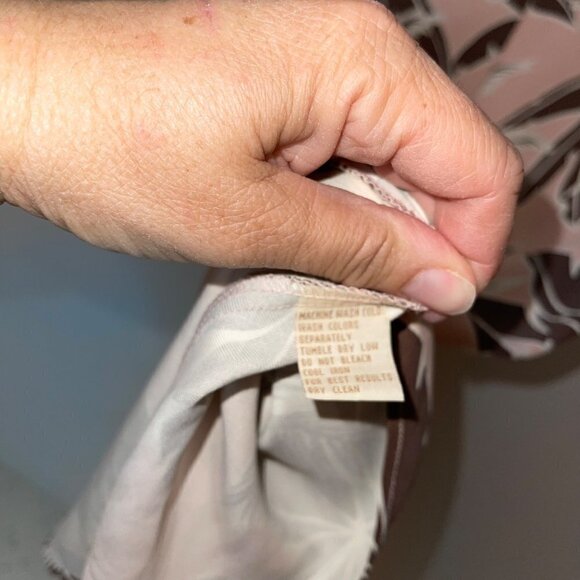 Hilo Hattie Womens Dress Size Large Pink Brown Floral Pure Silk Palm Tree - Picture 4 of 13